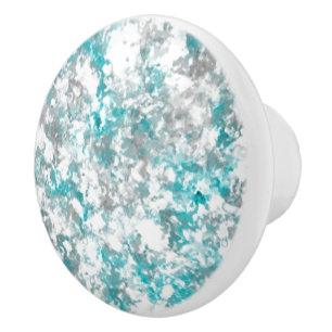 Turquoise gray and white marble texture ceramic knob