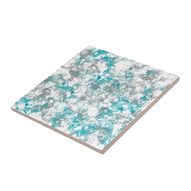 Turquoise gray and white marble texture ceramic tile (Side)