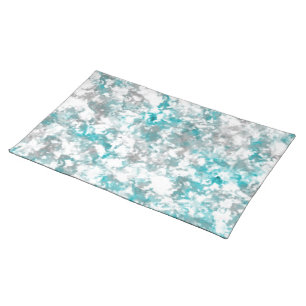 Turquoise gray and white marble texture cloth placemat