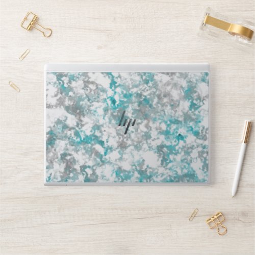 Turquoise gray and white marble texture HP laptop skin