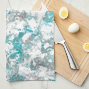 Turquoise gray and white marble texture kitchen towel