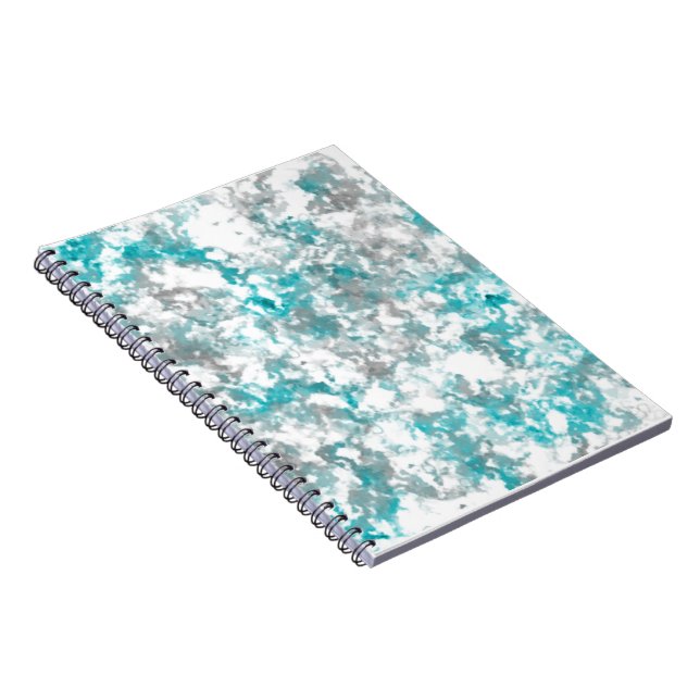 Turquoise gray and white marble texture notebook (Right Side)