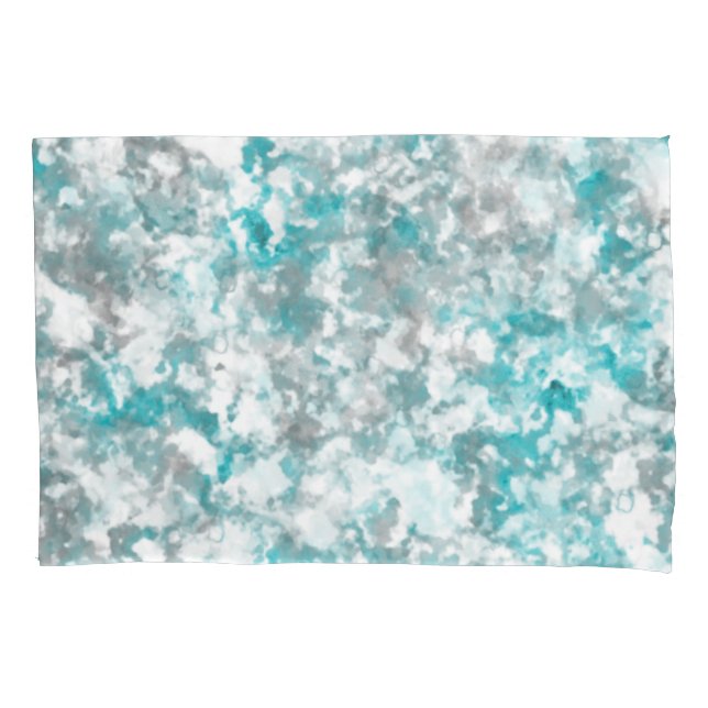 Turquoise gray and white marble texture pillow case (Front)