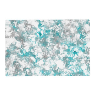 Turquoise gray and white marble texture placemat