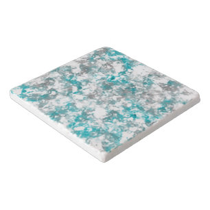 Turquoise gray and white marble texture trivet