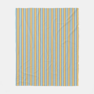 Turquoise Gray and Yellow Stripes Fleece Blanket
