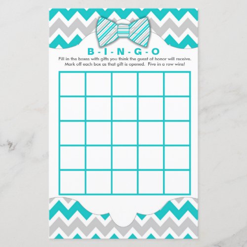 Turquoise gray Bingo purse boy baby shower games