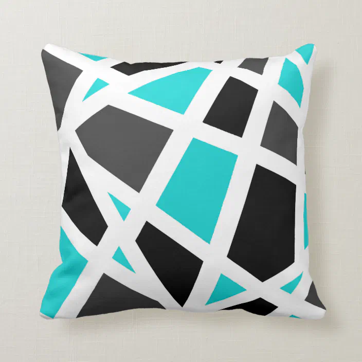 16x16 Floral & Geometric Patterns or Designs Modern Geometric Repeating Pattern Grey Throw Pillow Multicolor