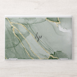 Turquoise gray blue gold glitter HP laptop skin