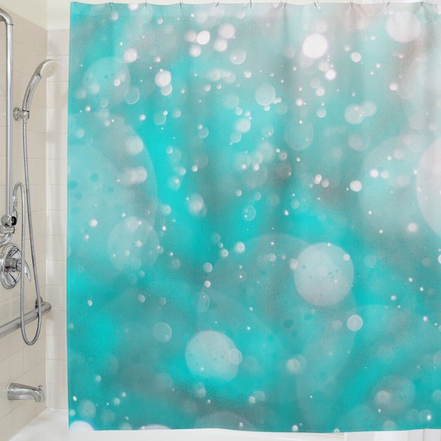 Turquoise gray bubbles shower curtain (Creator Uploaded)
