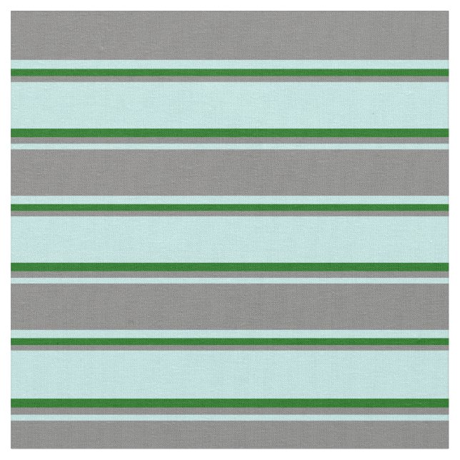 Turquoise, Gray & Dark Green Pattern Fabric (Close Up)