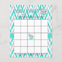 Turquoise & Gray Elephant Baby Shower - Bingo Flyer