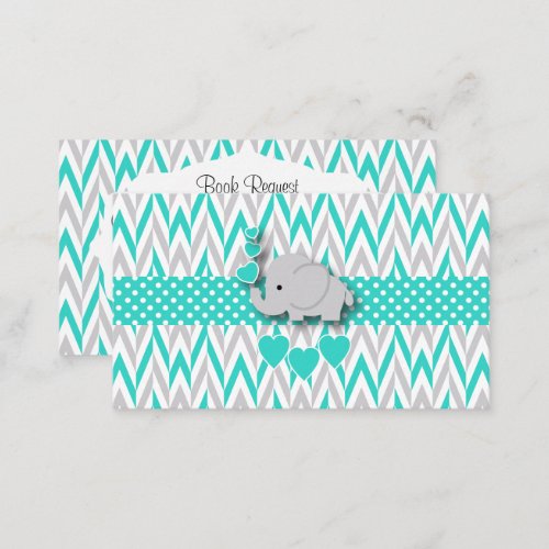 Turquoise  Gray Elephant Baby Shower Book Request Enclosure Card