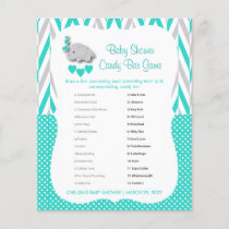 Turquoise & Gray Elephant Baby Shower - Candy Bar Flyer