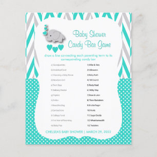 Turquoise & Gray Elephant Baby Shower - Candy Bar Flyer