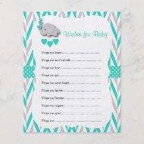 Turquoise & Gray Elephant Baby Shower - Wishes Flyer