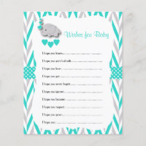 Turquoise & Gray Elephant Baby Shower - Wishes Flyer