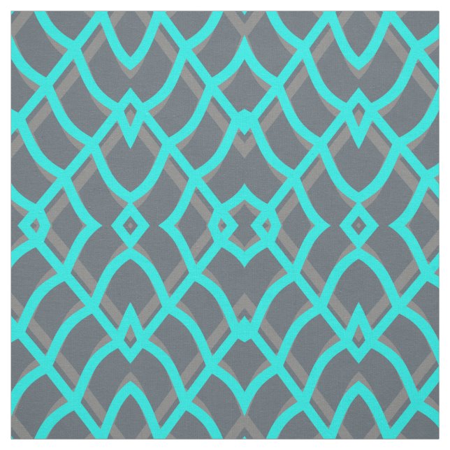 Turquoise & Gray Geometric Fabric (Swatch)