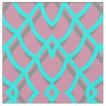 Turquoise &amp; Gray Geometric On Dusty Rose Fabric