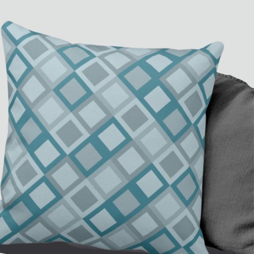 Turquoise  Gray Geometric Pattern Throw Pillow