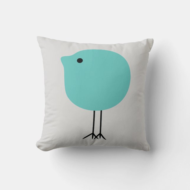 Turquoise & Gray Modern Chick Baby Nursery Pillow (Front)