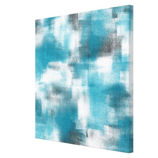 Turquoise Gray White Abstract Canvas Print | Zazzle