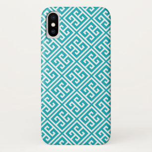 Turquoise Greek Key Pattern iPhone XS Case