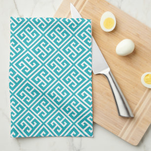 Turquoise Greek Key Pattern Towel