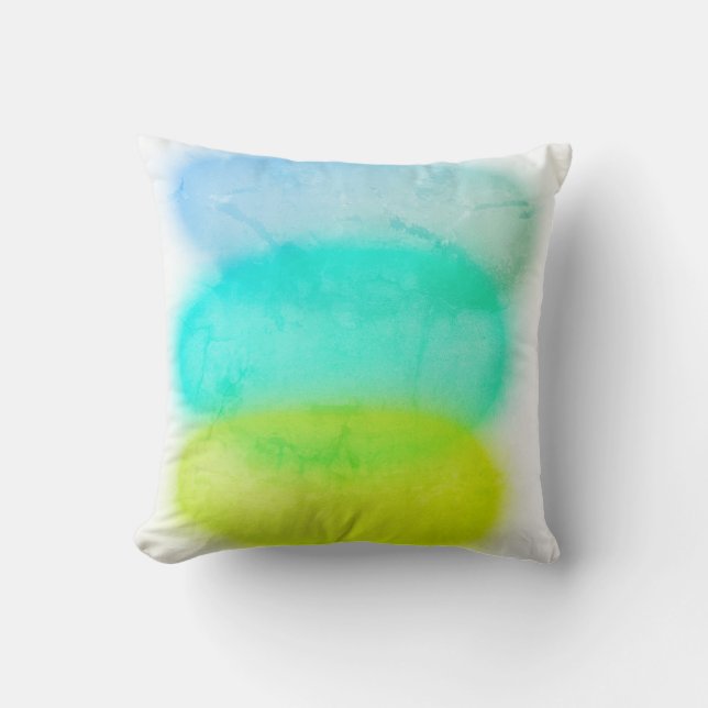 Turquoise Green Abstract Art Cushion Throw Pillow (Front)