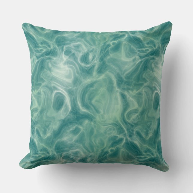 Turquoise Green Abstract Throw Pillow (Front)