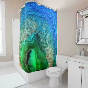 Turquoise Green Agate Mineral Gemstone Shower Curtain