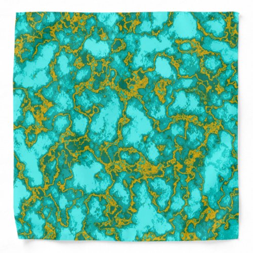 Turquoise Green and Gold Bandana