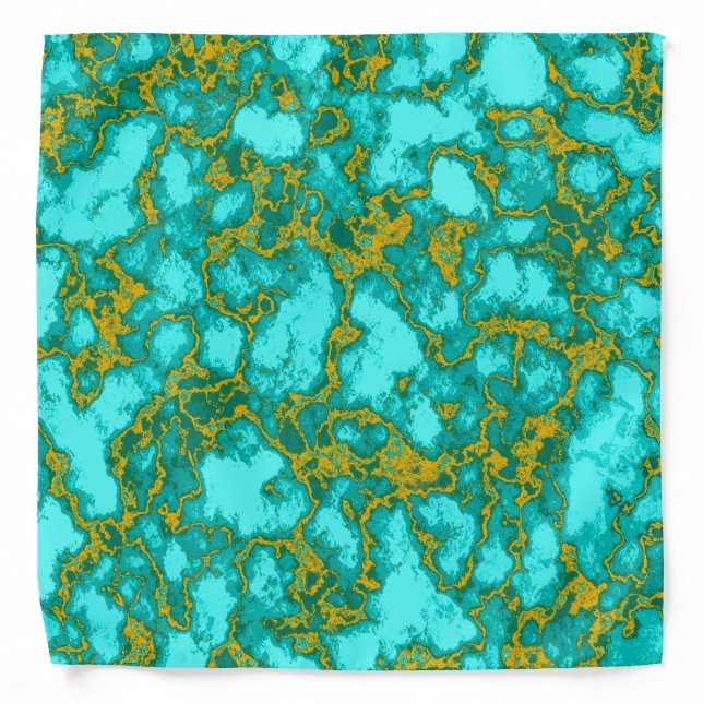 Turquoise Green and Gold Bandana (Front)