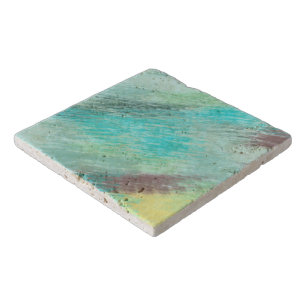 Turquoise, Green and Mauve Marble Abstract Trivet