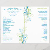 Turquoise, Green, and White Floral Wedding Program (Back)