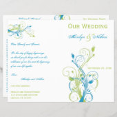 Turquoise, Green, and White Floral Wedding Program (Front/Back)