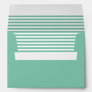 Turquoise Green and White Striped Envelope