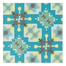 Turquoise, green and yellow abstract pattern