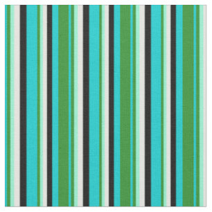 Turquoise, Green, Aquamarine, Mint Cream & Black Fabric