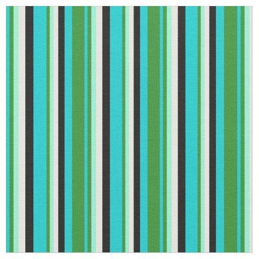 Turquoise, Green, Aquamarine, Mint Cream & Black Fabric