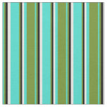 [ Thumbnail: Turquoise, Green, Black & White Colored Pattern Fabric ]