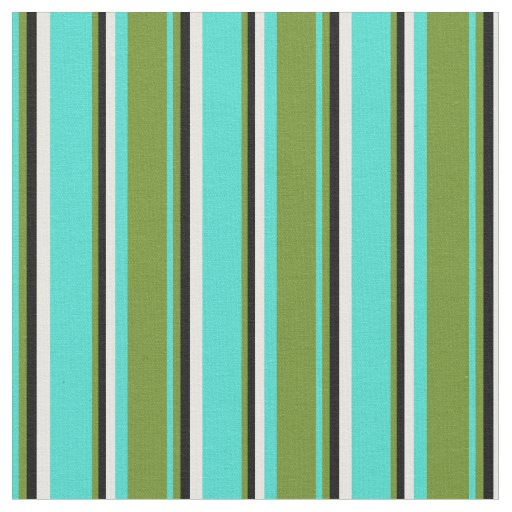 Turquoise, Green, Black & White Colored Pattern Fabric