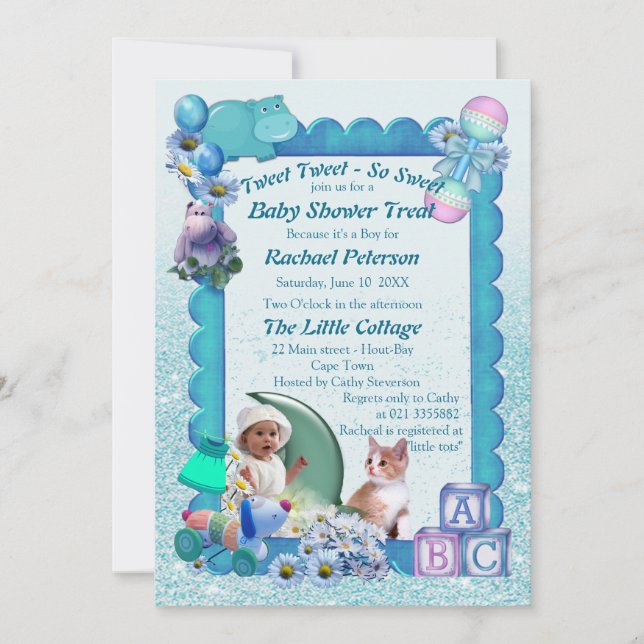 Turquoise Green Blue Baby Shower Invitation (Front)