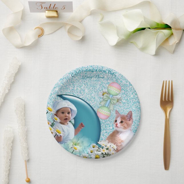 Turquoise Green Blue  Paper Plates (Wedding)