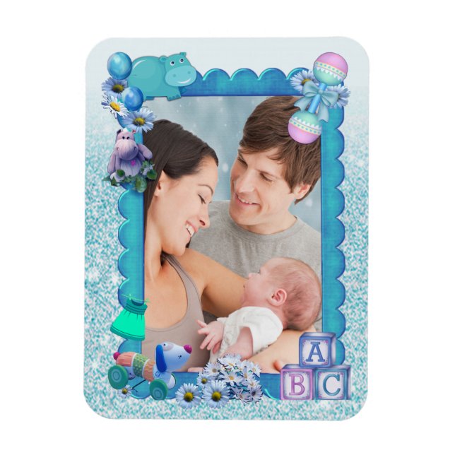 Turquoise Green Blue Photo frame Magnet (Vertical)