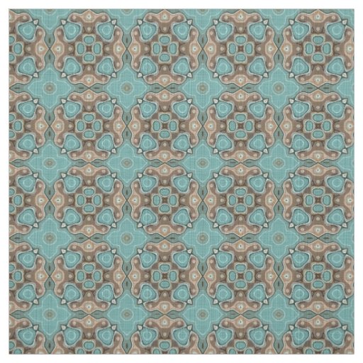 Turquoise Green Brown Bali Batik Style Pattern Fabric
