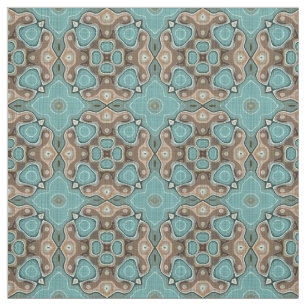 Turquoise Green Brown Bali Batik Style Pattern Fabric