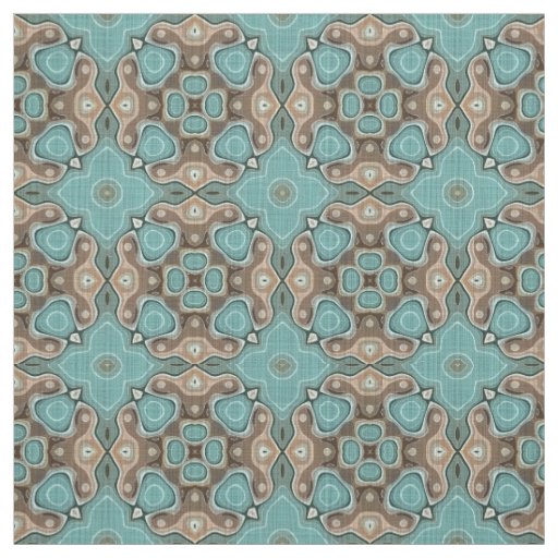 Turquoise Green Brown Bali Batik Style Pattern Fabric