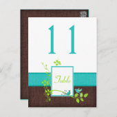 Turquoise Green Brown Birds Table Number Card (Front/Back)