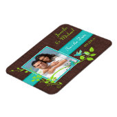 Turquoise Green Brown Crackle Save the Date Magnet (Left Side)